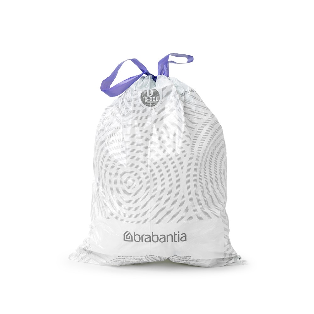 Торба за кош Brabantia размер D, 15-20L, 20 броя, бели