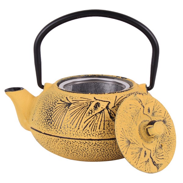 Чугунен чайник с цедка LF, 600 ml, жълт