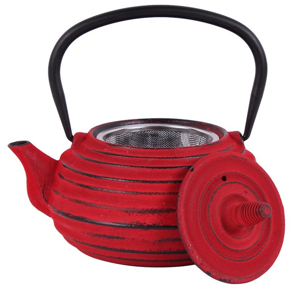 Чугунен чайник с цедка LF, 700 ml, червен