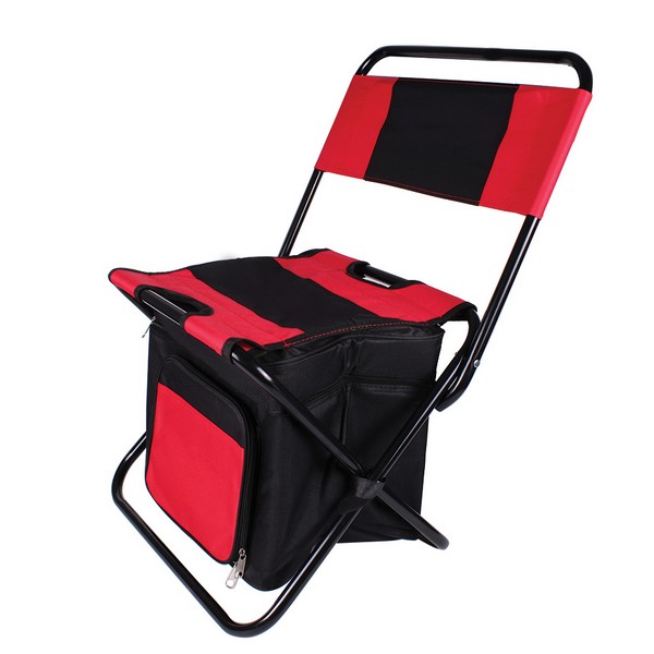Къмпинг стол с хладилна чанта червен