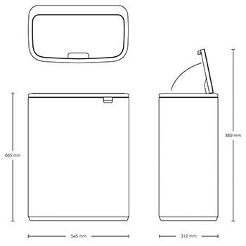 Кош за смет Brabantia Bo Touch 60L, Mineral Concrete Grey