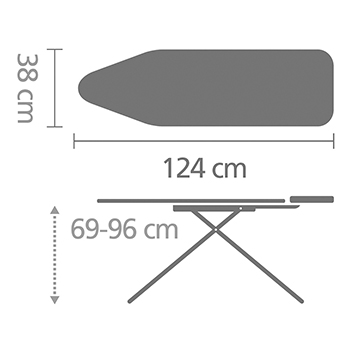 Маса за гладене Brabantia B 124x38cm с поставка за ютия, Titan Oval
