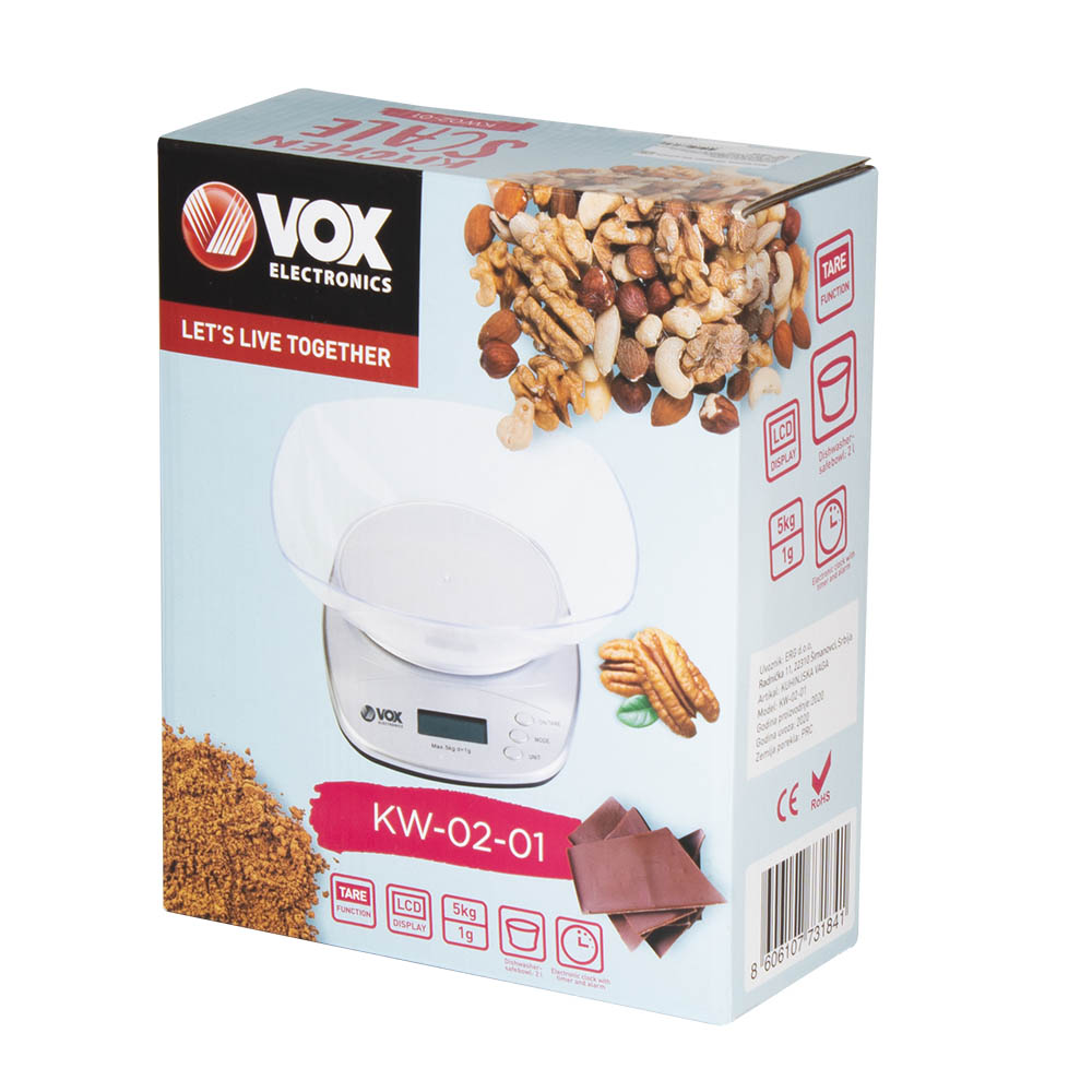 Везна Кухненска VOX KW0201, купа, дигитална