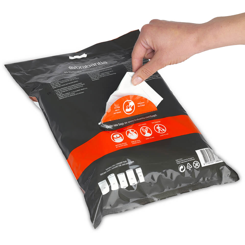 Торба за кош Brabantia PerfectFit FlatBack+/Touch размер L, 40-45L, 40 броя, пакет