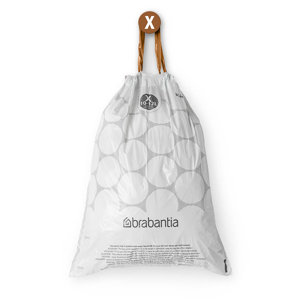 Торба за кош Brabantia PerfectFit NewIcon/Bo размер X, 10-12L, 10 броя, ролка