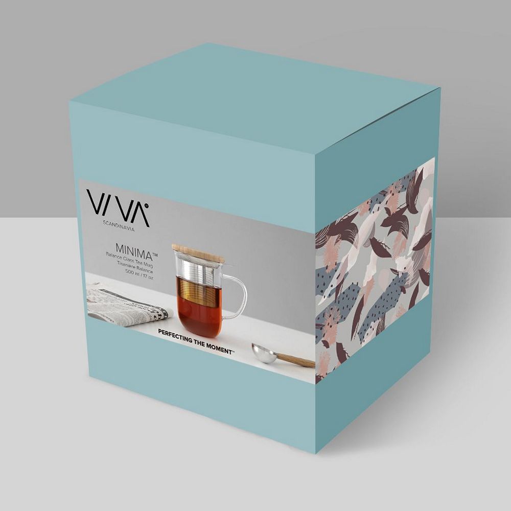 Чаша за чай с цедка VIVA Minima 500ml, бамбуково капаче за запарка