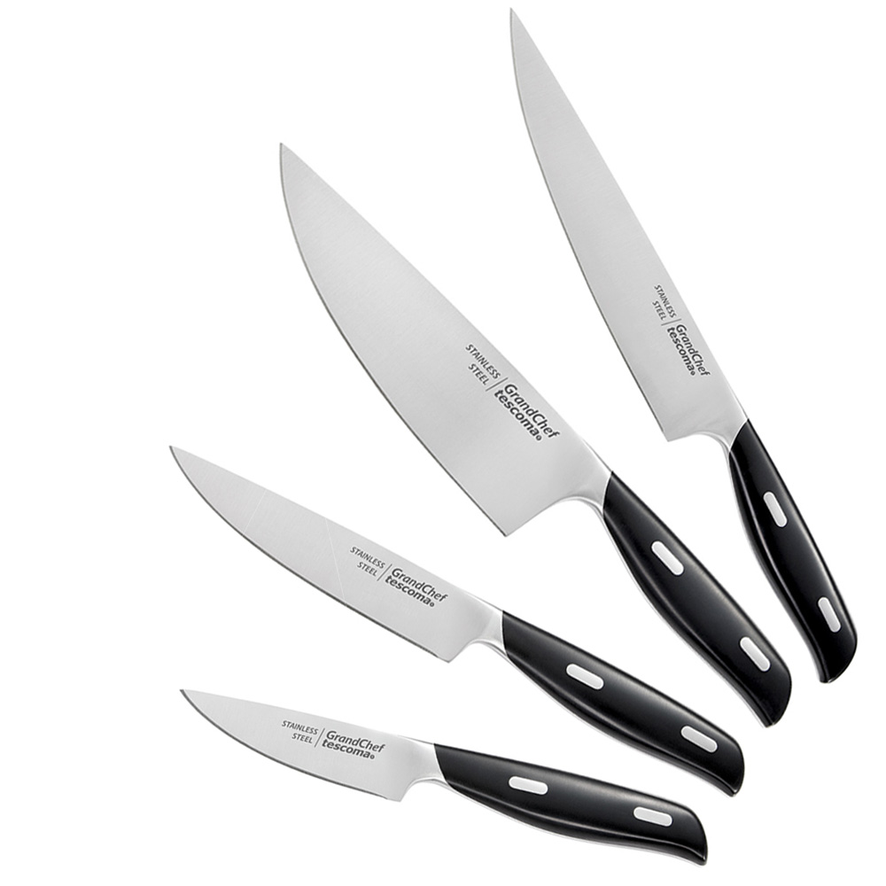 Промо-комплект Tescoma от 4 ножа и 6 прибора за готвене GrandChef
