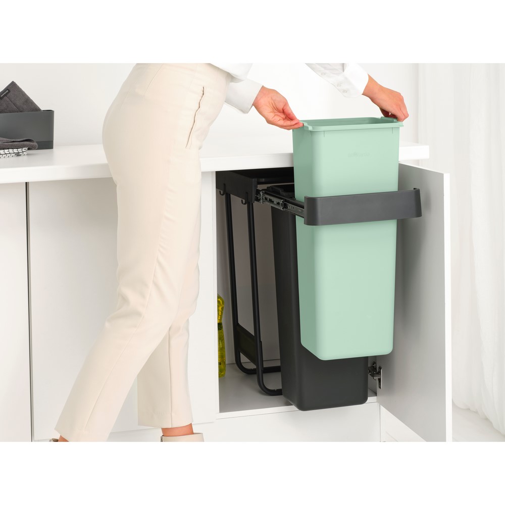 Кош за смет за разделно събиране Brabantia Sort&Go 2x30L, Dark Grey & Jade Green