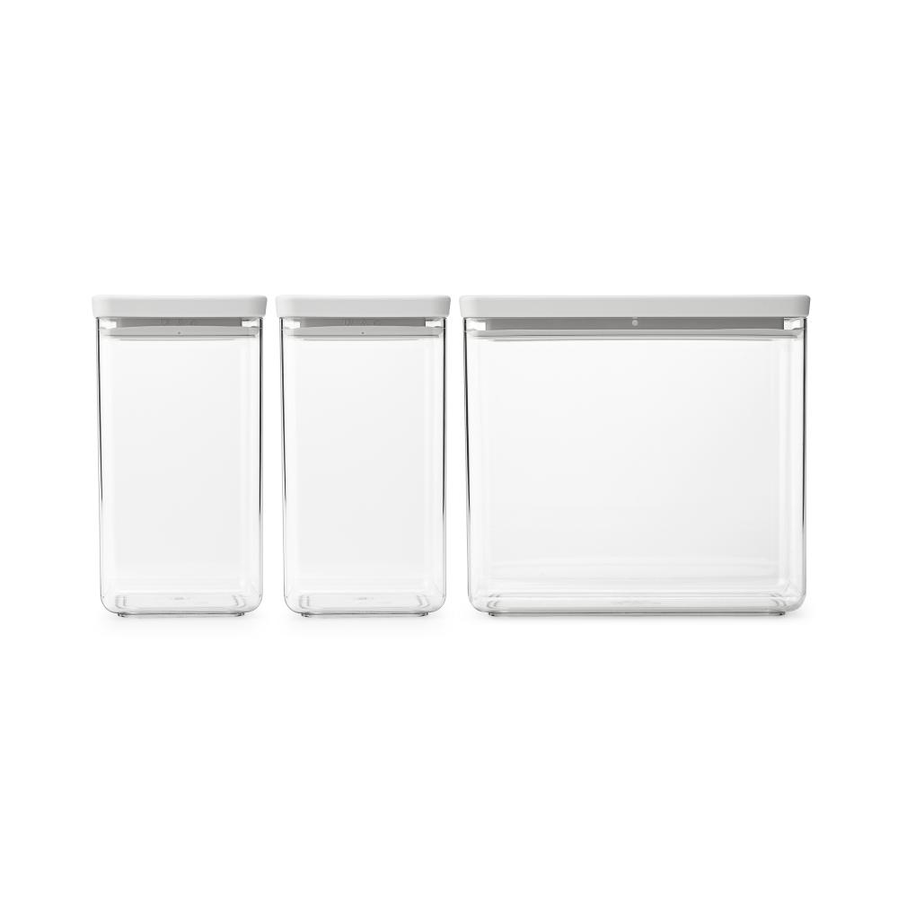 Кутии за съхранение на продукти комплект Brabantia Tasty+ Stackable 2x1.6L+1x3.5L Light Grey