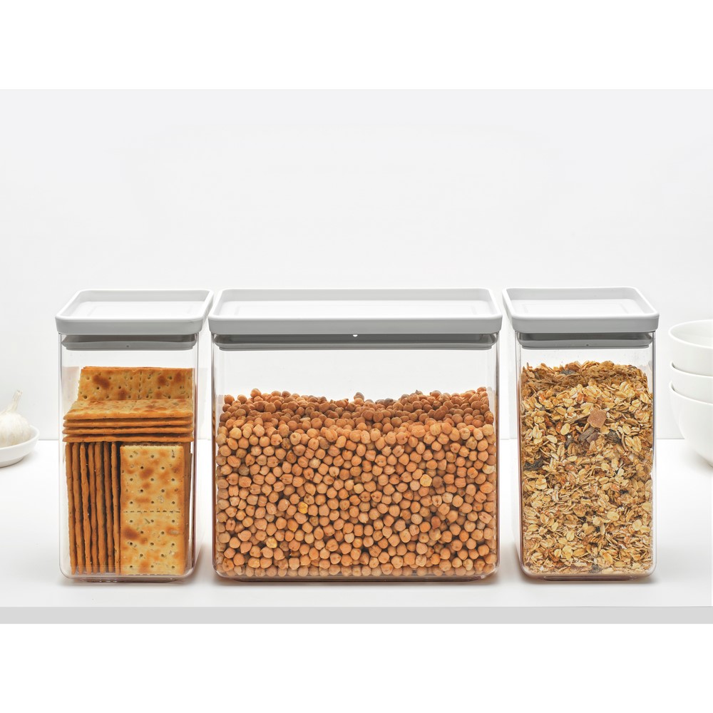 Кутии за съхранение на продукти комплект Brabantia Tasty+ Stackable 2x1.6L+1x3.5L Light Grey