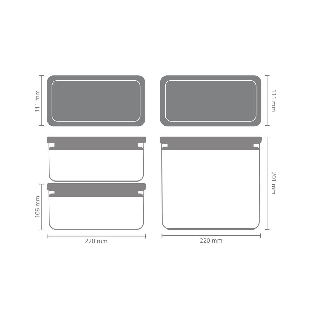 Кутии за съхранение на продукти комплект Brabantia Tasty+ Stackable 2x1.5L+1x3.5L Dark Grey
