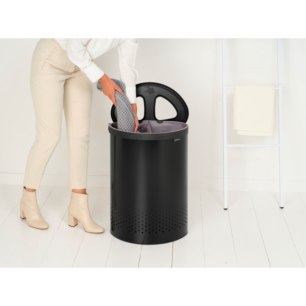 Кош за пране Brabantia Selector 55L, Matt Black, пластмасов капак