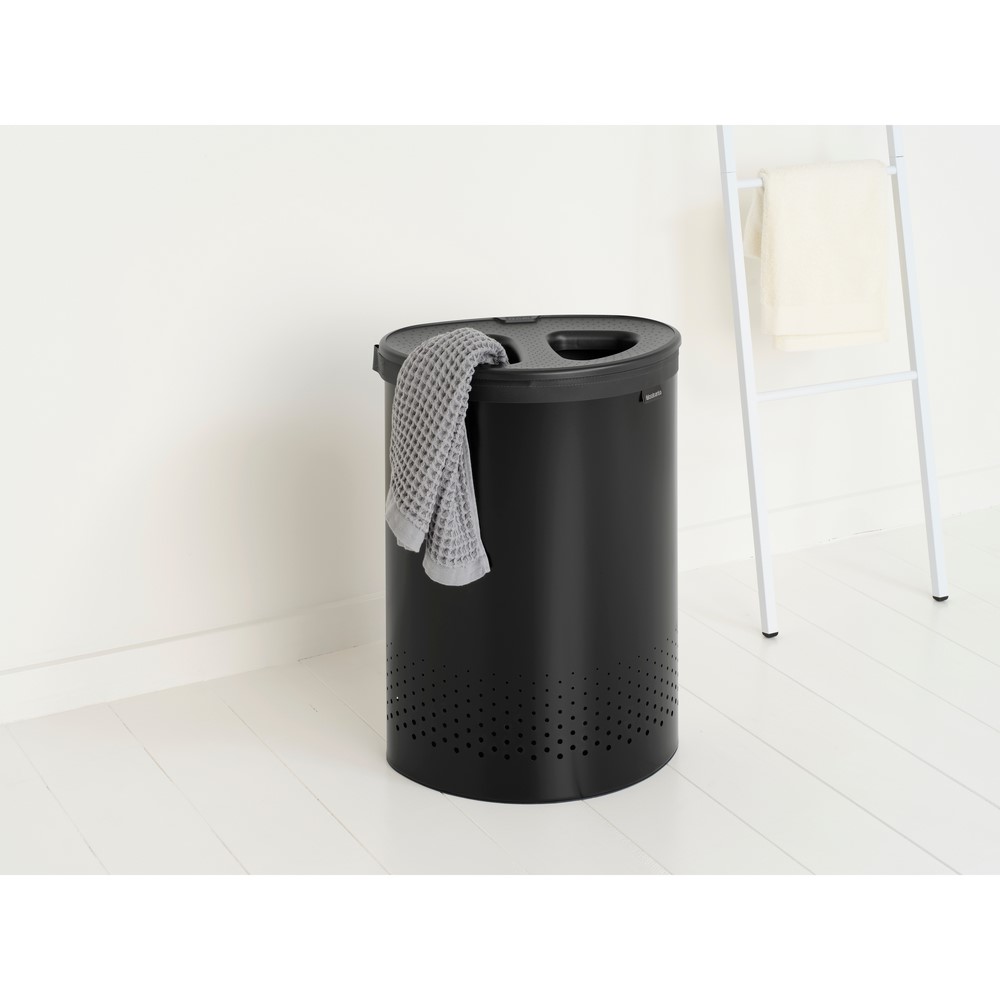 Кош за пране Brabantia Selector 55L, Matt Black, пластмасов капак