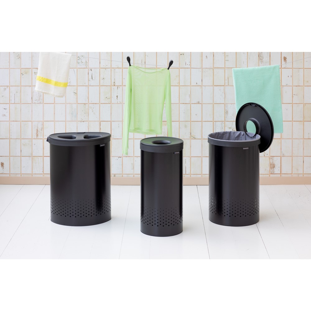 Кош за пране Brabantia Selector 55L, Matt Black, пластмасов капак