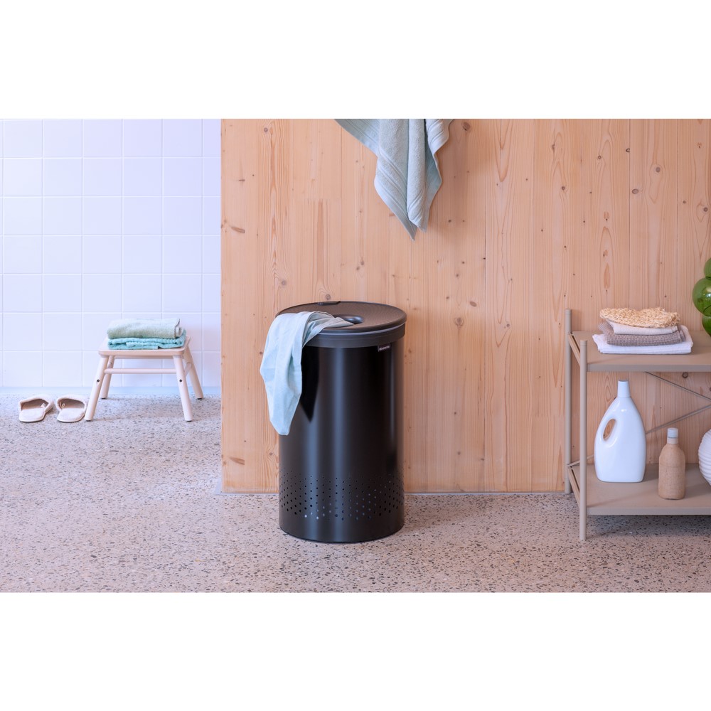 Кош за пране Brabantia 60L, Matt Black, пластмасов капак