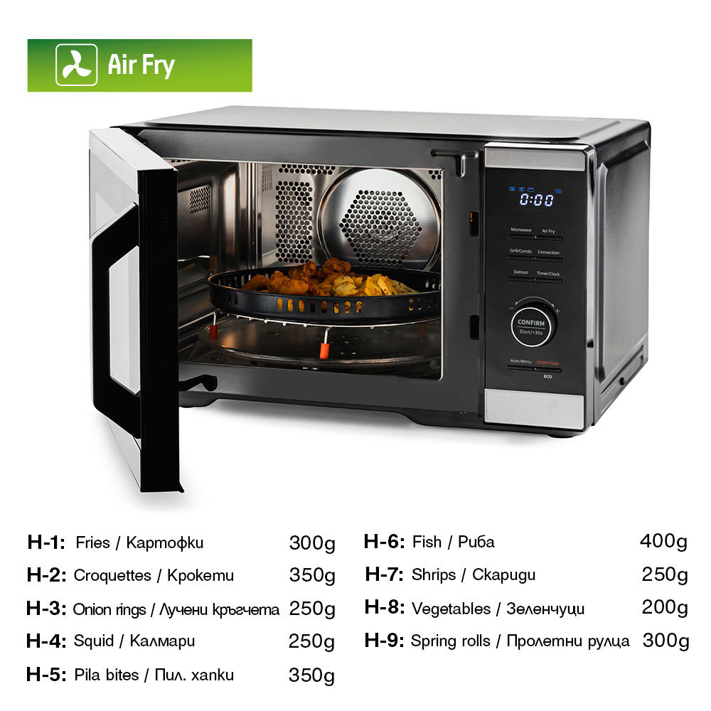 Микровълнова фурна 5в1 MUHLER MO-979 Air Plus, 27L, черна, дигитална