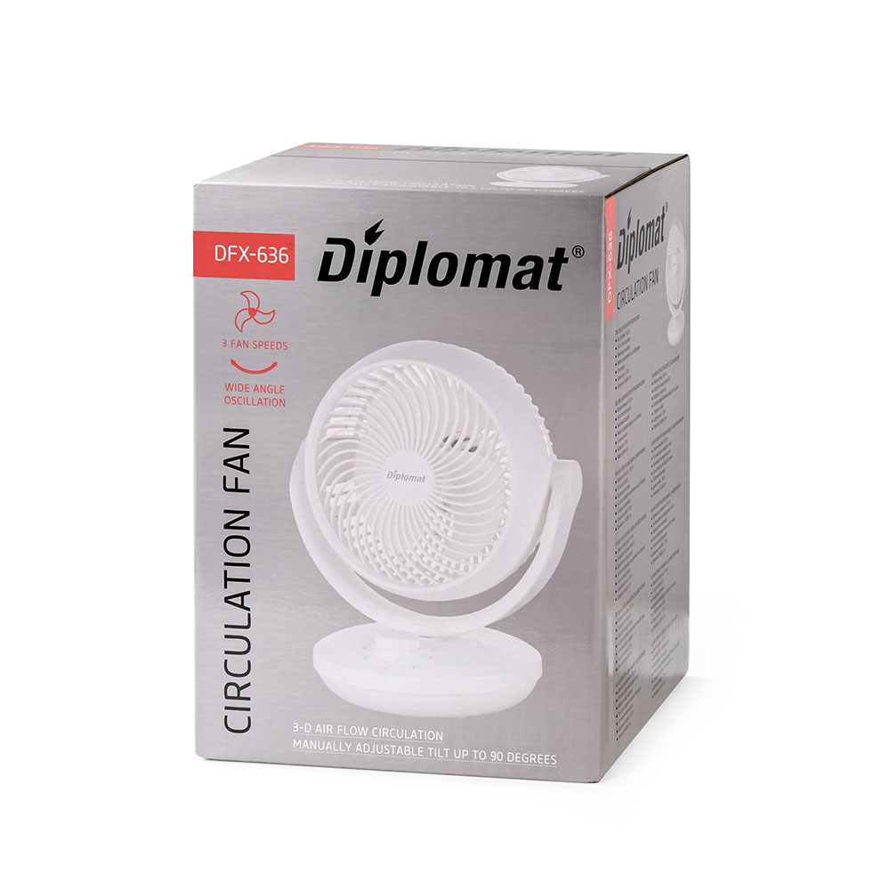 Вентилатор настолен 8'' Diplomat DFX-636, 50W, 3D циркулация, механично управление