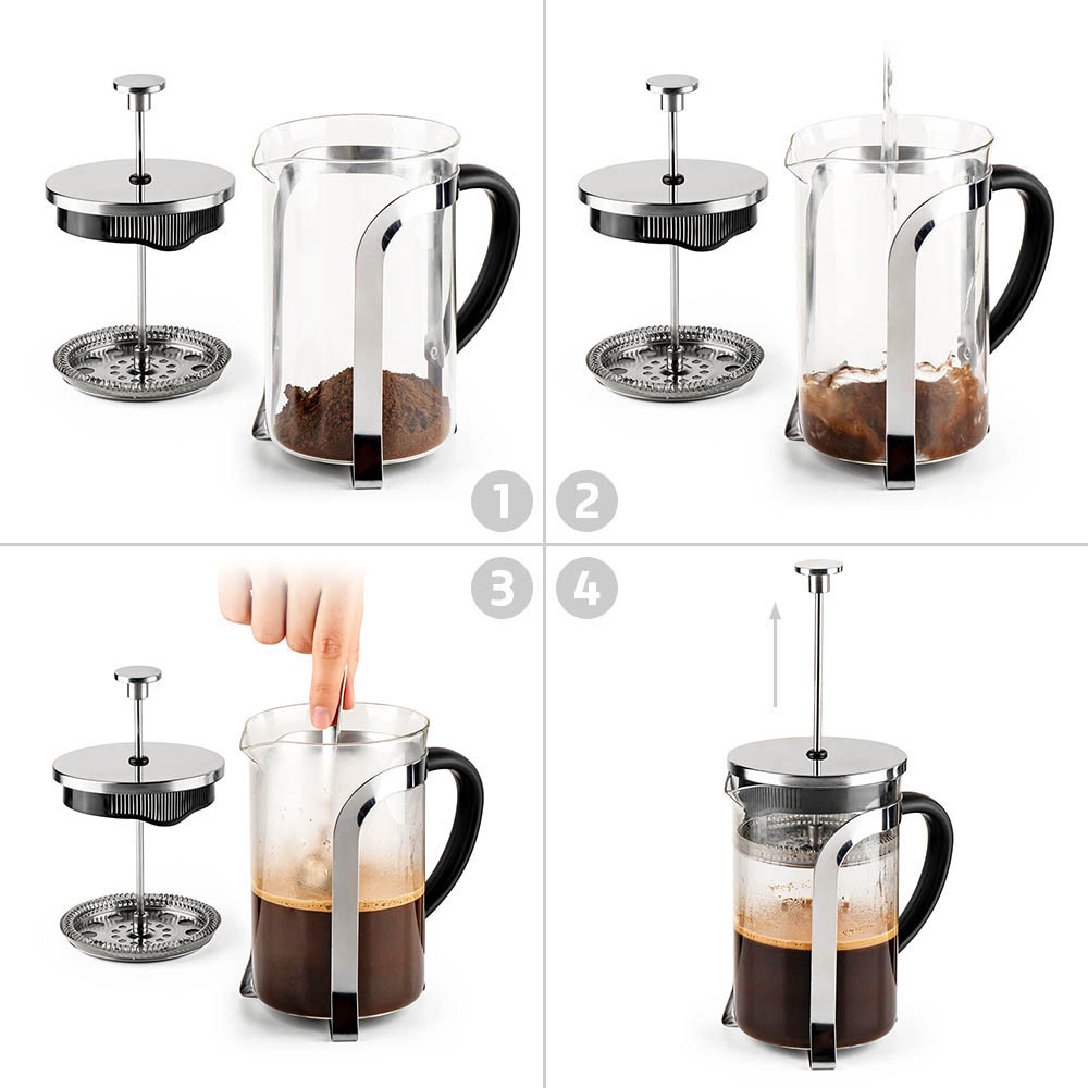 Промо-комплект Luigi Ferrero серия Coffeina - френска преса за кафе и чай 800ml + 4 чаши за чай и кафе х250ml