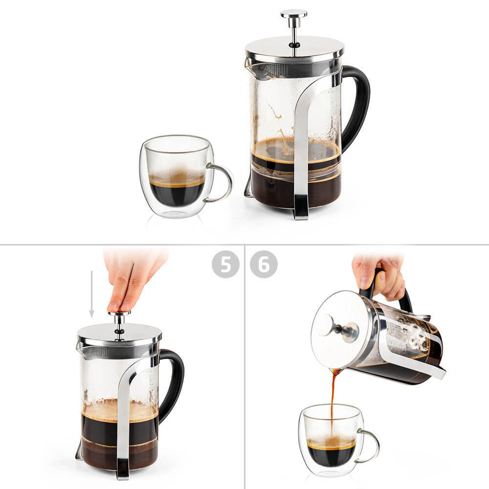 Промо-комплект Luigi Ferrero серия Coffeina - френска преса за кафе и чай 800ml + 4 чаши за чай и кафе х250ml