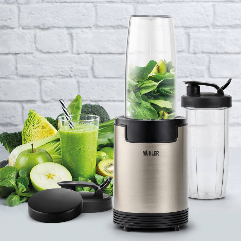 Промо-комплект Нутри блендер Muhler MNB-688 + 6 чаши за вода и коктейли Luigi Ferrero Sferica 475ml