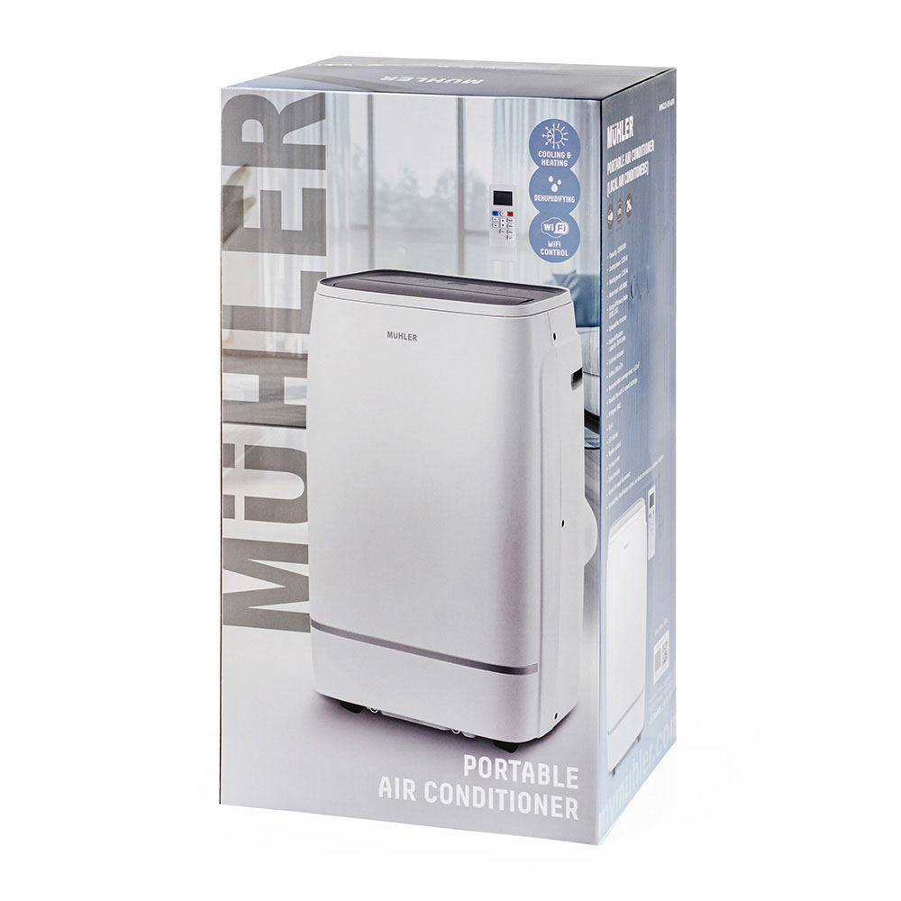 Промо-комплект Мобилен климатик Muhler MPAC12-CH-WIFI, 12000BTU + Завеса за прозорец HVS-1 за мобилен климатик