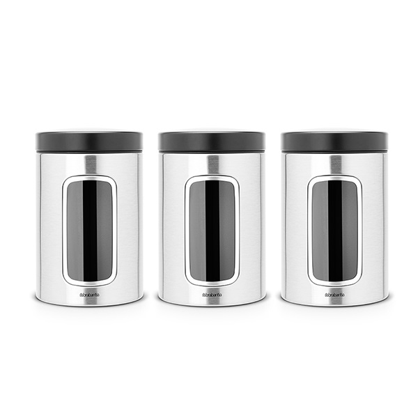 Буркан Brabantia Window, к-т 3бр х 1.4 L Matt Steel FPP - Reno Буркан Brabantia Window, к-т 3бр х 1.4 L Matt Steel FPP