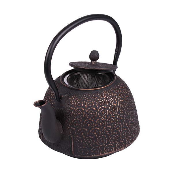 Чугунен чайник с цедка, 1300 ml, сив