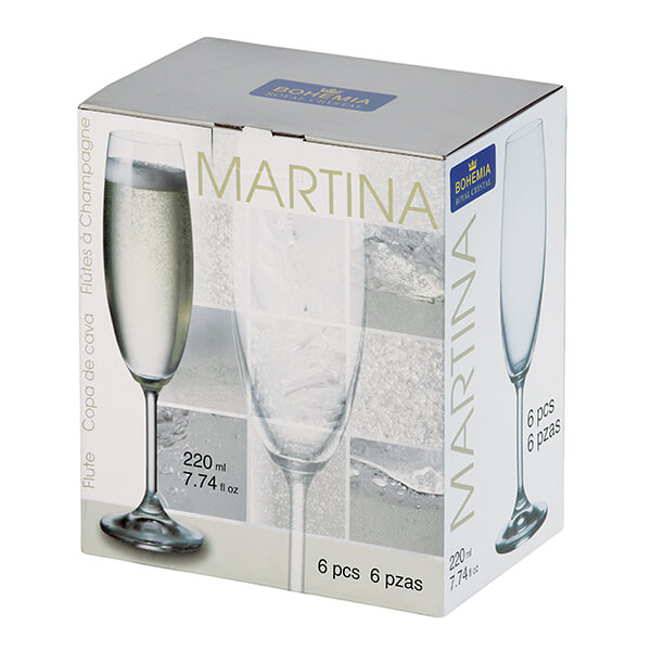 Чаша за шампанско Bohemia Royal Martina 220ml, 6 броя
